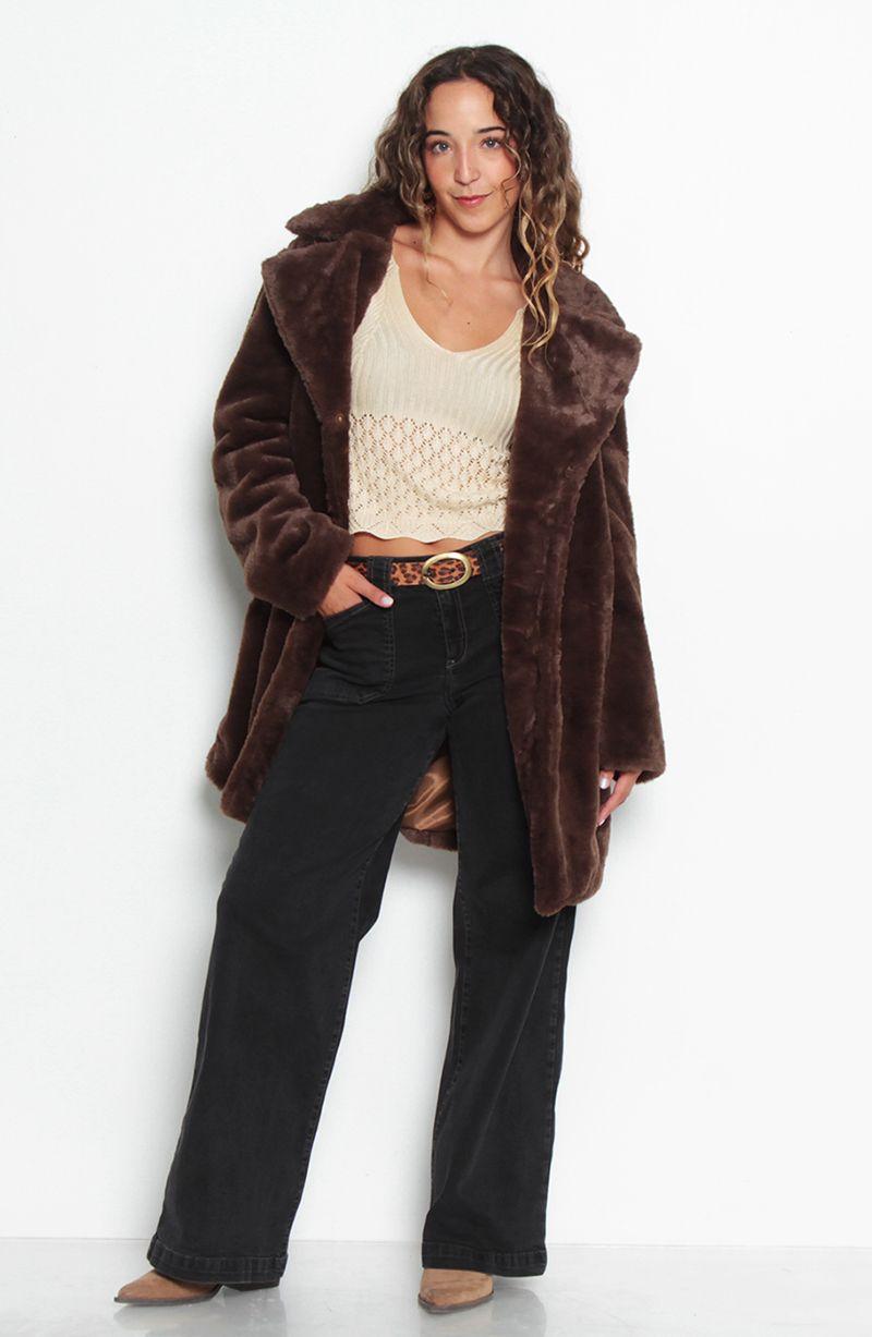 Abrigo Manga Larga De Piel Sintetica-7