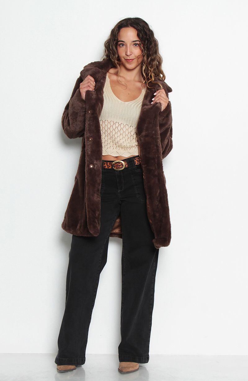 Abrigo Manga Larga De Piel Sintetica-8