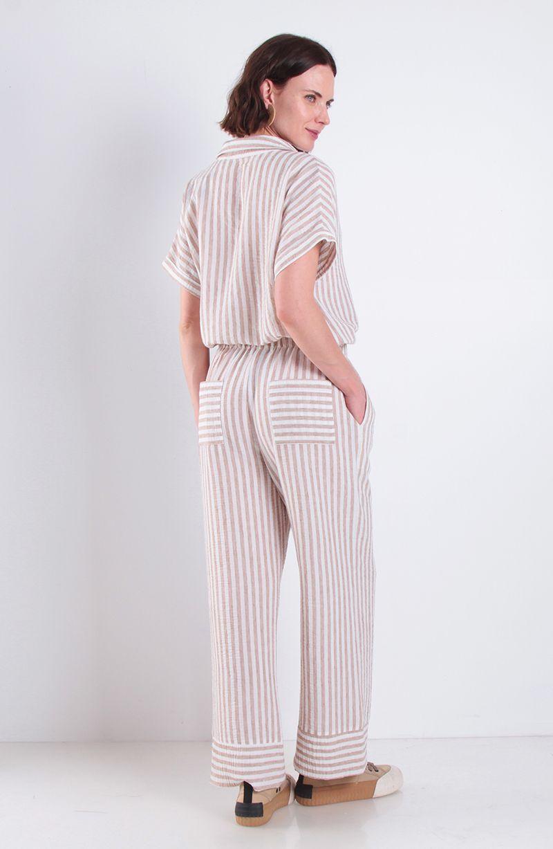 Conjunto Blusa Manga Corta Y Pantalon Listado-7