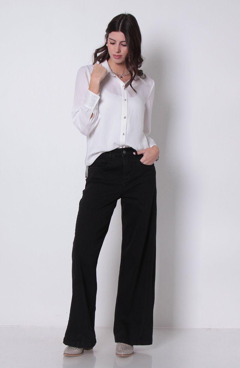 Blusa Manga Larga Abotonada En Delantero Con Aplicacion En Punos-6