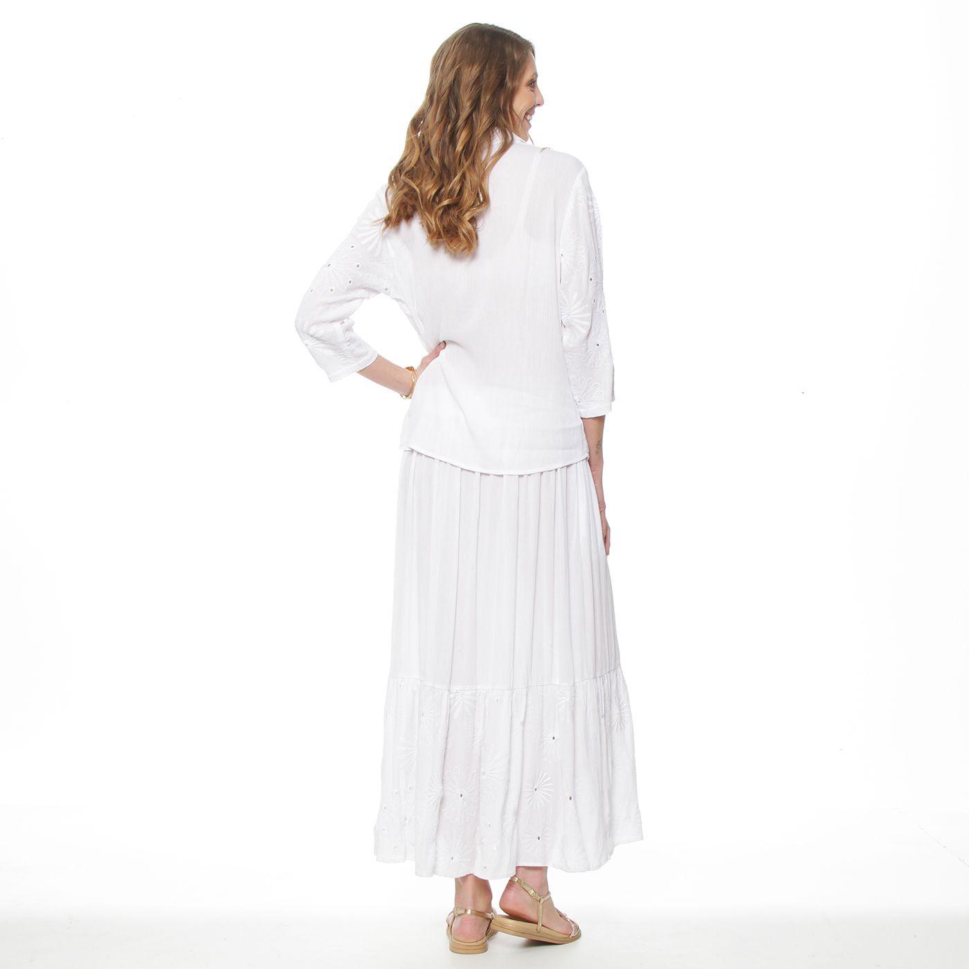 Blusa Manga 3/4 Brodery Abotonada En Delantero-6