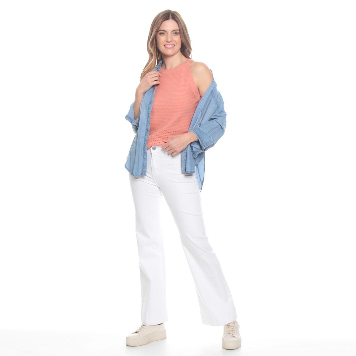 Sweater Sin Manga  Solido Escote Redondo-3