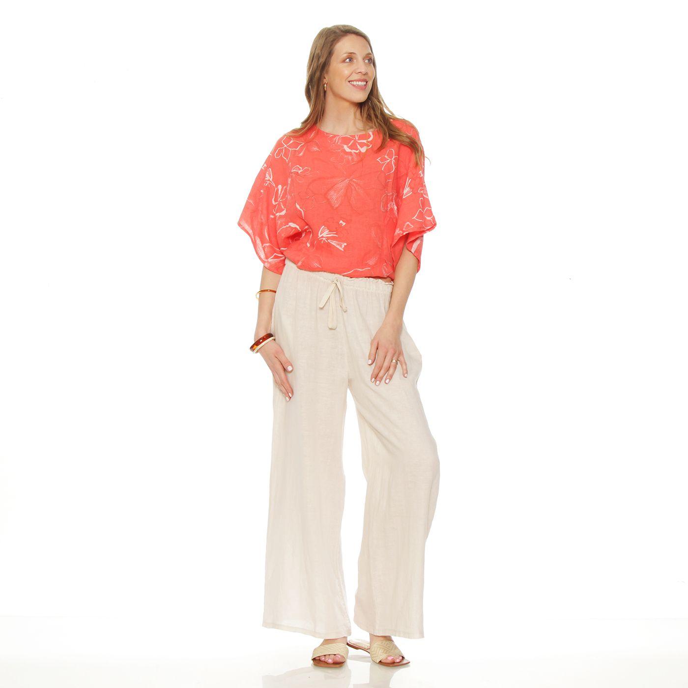 Patalon Wide Leg Lino Tiro Alto Pretina Elasticada-3