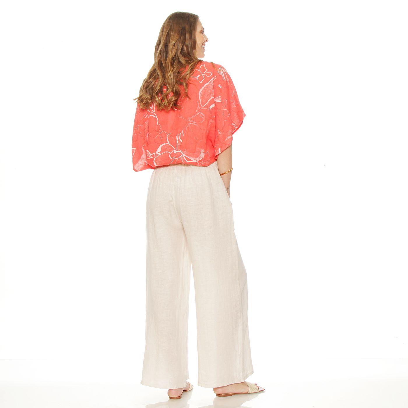 Patalon Wide Leg Lino Tiro Alto Pretina Elasticada-4