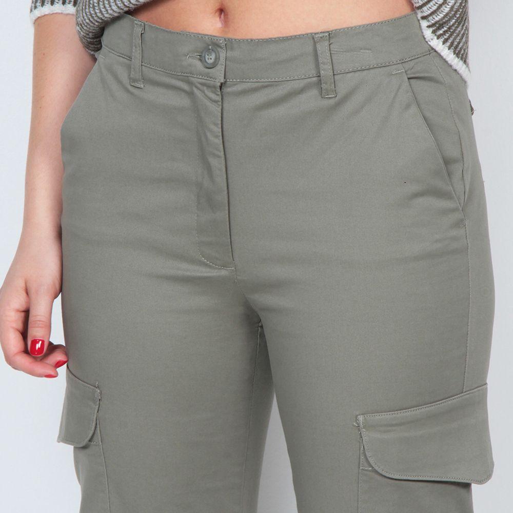Pantalon Crop Cargo Tiro Medio Pretina Pasica 1 Boton-3