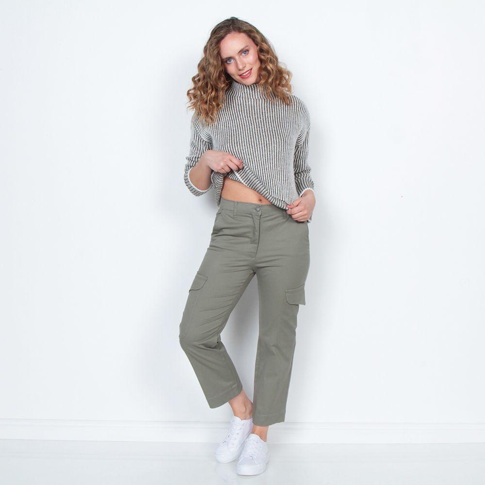 Pantalon Crop Cargo Tiro Medio Pretina Pasica 1 Boton-5