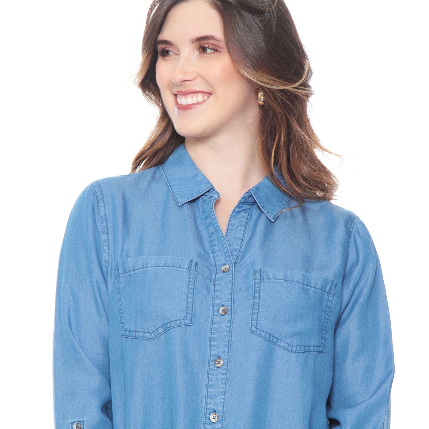 Blusa Manga Larga Lyocell Abotonada En Delantero-1