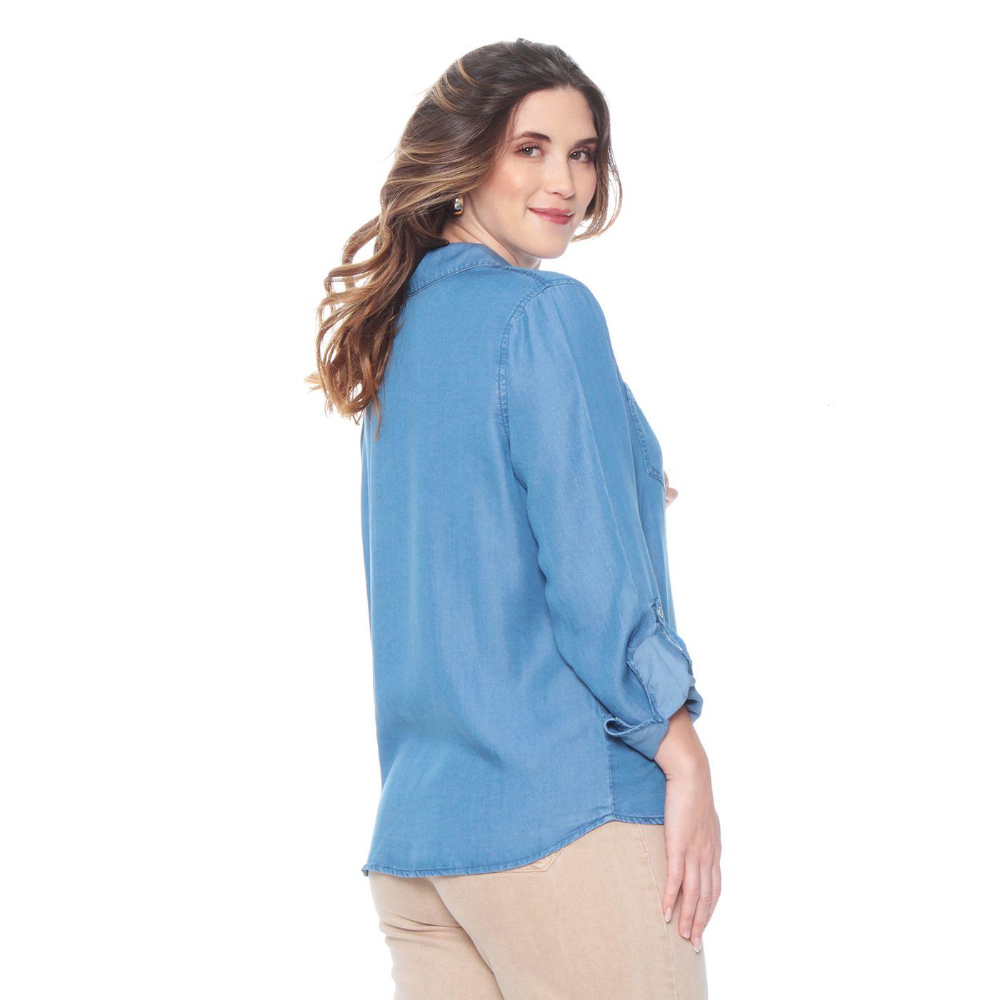 Blusa Manga Larga Lyocell Abotonada En Delantero-5