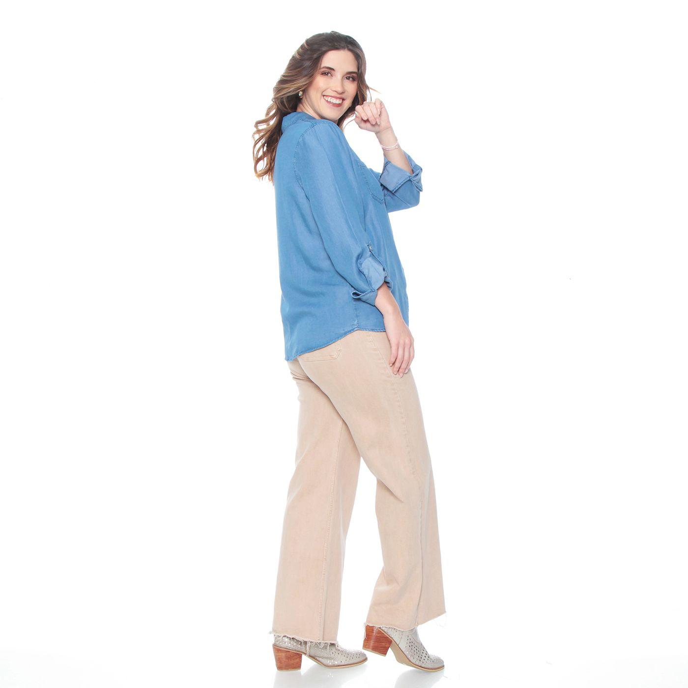 Blusa Manga Larga Lyocell Abotonada En Delantero-6