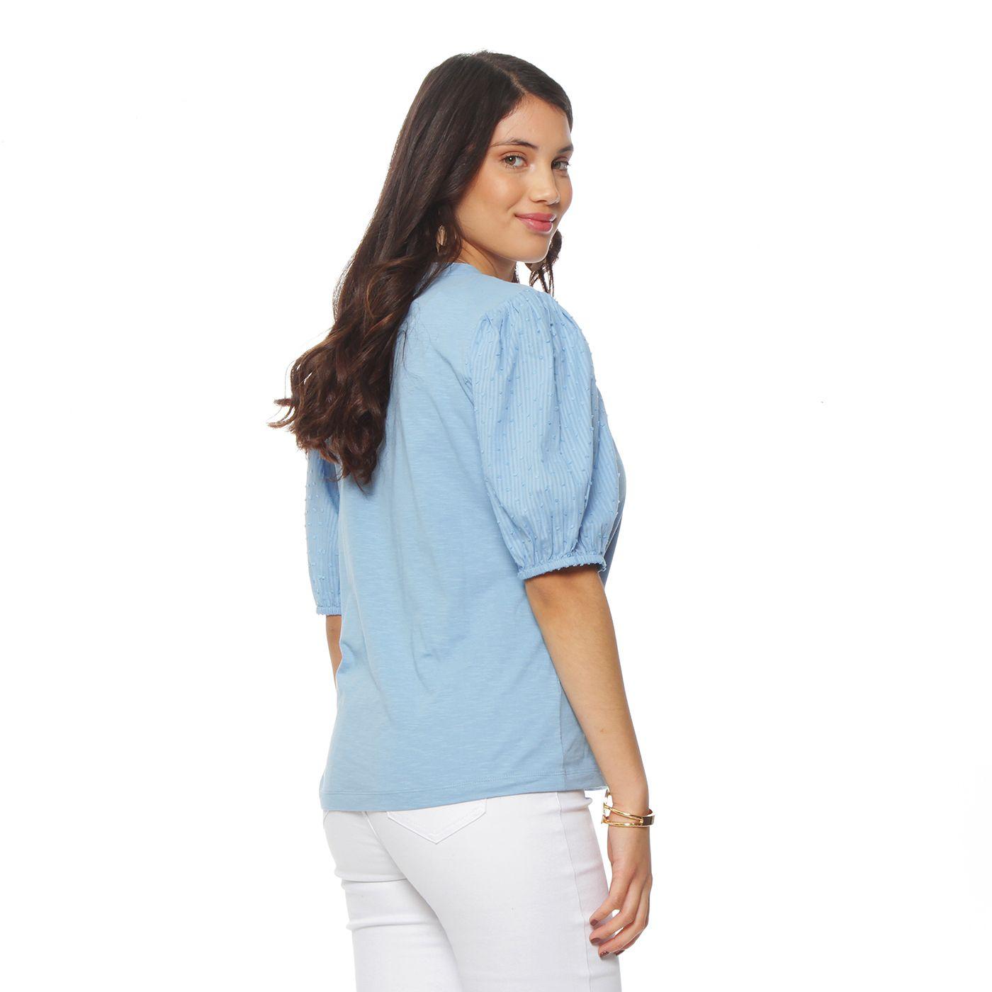 Polera Manga Corta Abotonada En Delantero Escote V-5