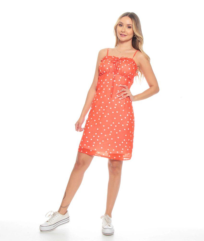 Vestido Corto Sin Manga Pabilos Ajustables Estampado Escote Detalle-2