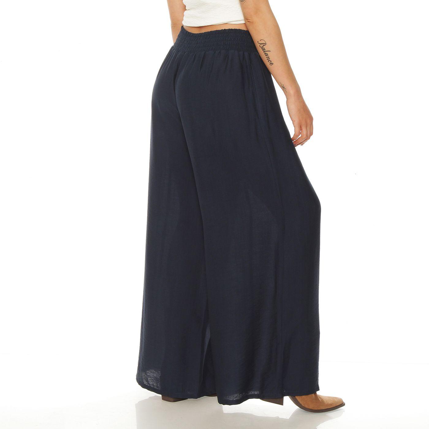 Pantalon Wide Leg Tiro Alto Pretina Ancha Elasticada-5