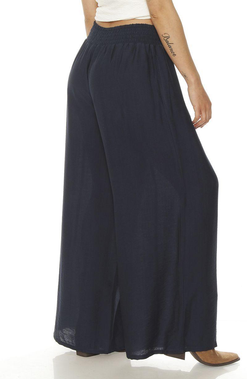 Pantalon Wide Leg Tiro Alto Pretina Ancha Elasticada-3