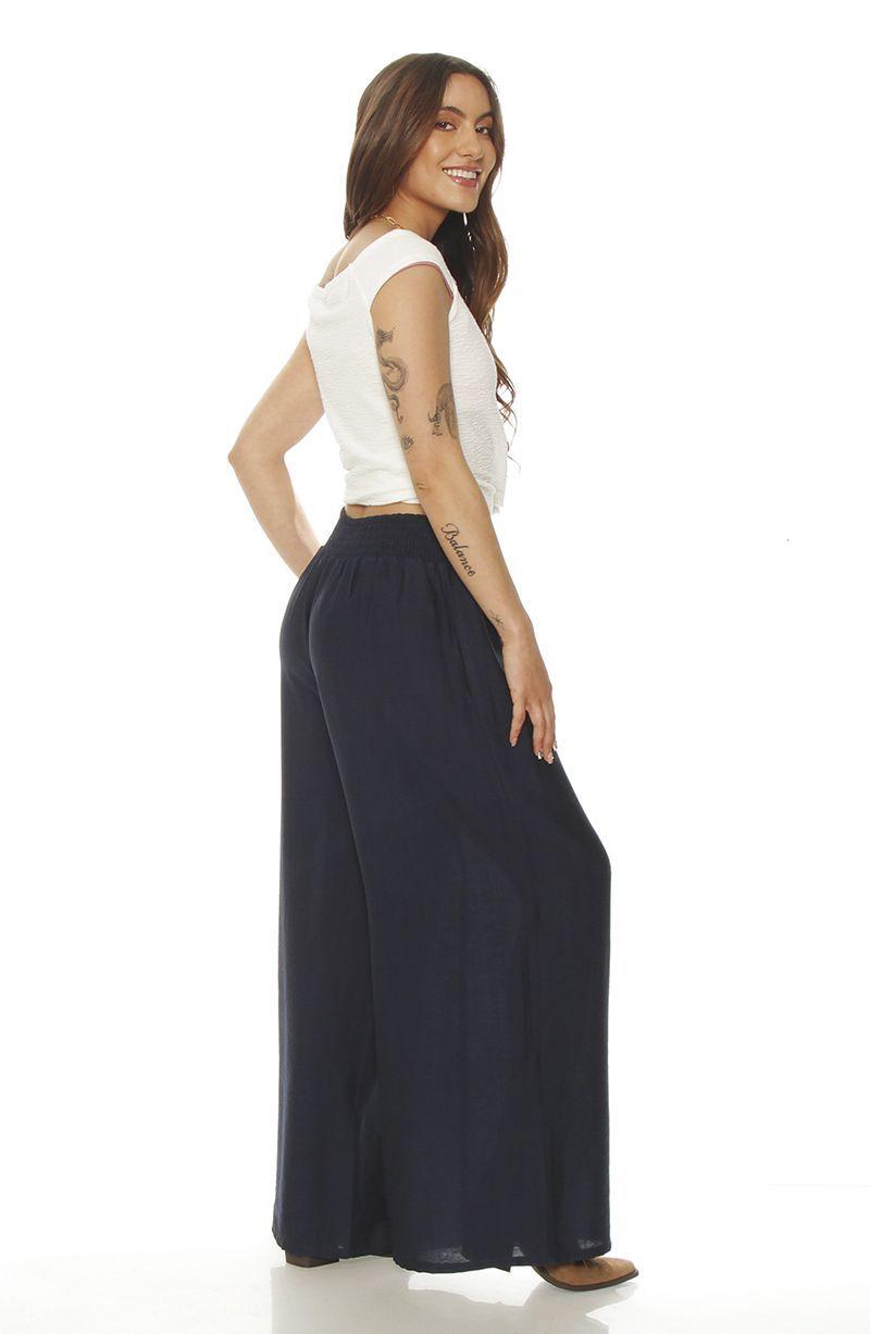 Pantalon Wide Leg Tiro Alto Pretina Ancha Elasticada-5