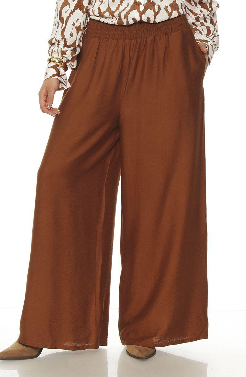 Pantalon Wide Leg Tiro Alto Pretina Ancha Elasticada-0