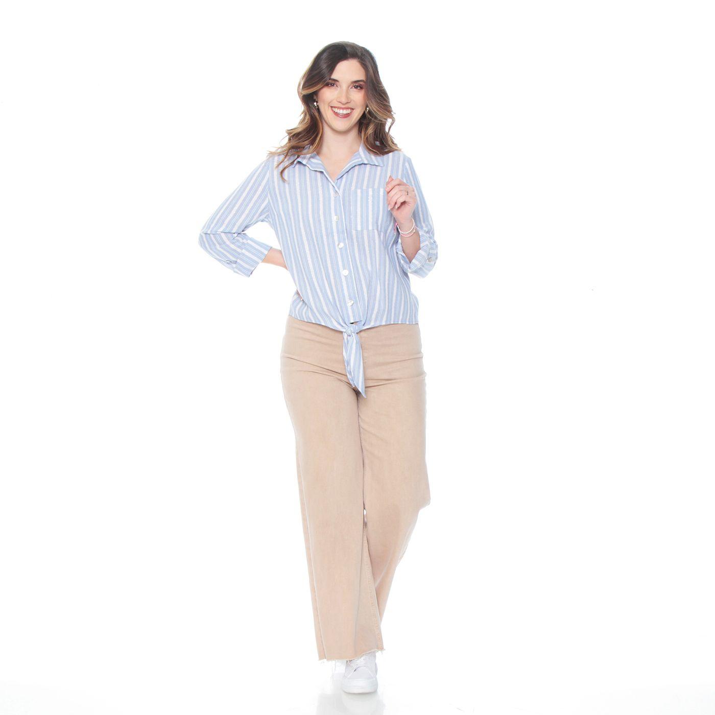 Blusa Manga Larga Listaa Con Lurex Abotonada En Delantero Con Nudo-4