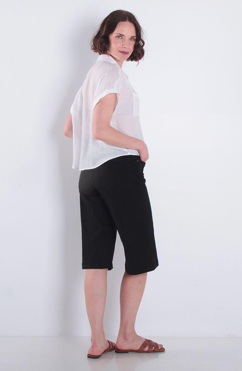 Blusa Manga Corta Abotonada En Delantero Con Bolsillos-2