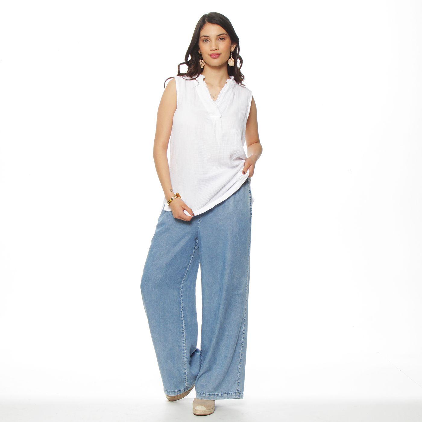 Blusa Sin  Manga Solido  Escote V-3