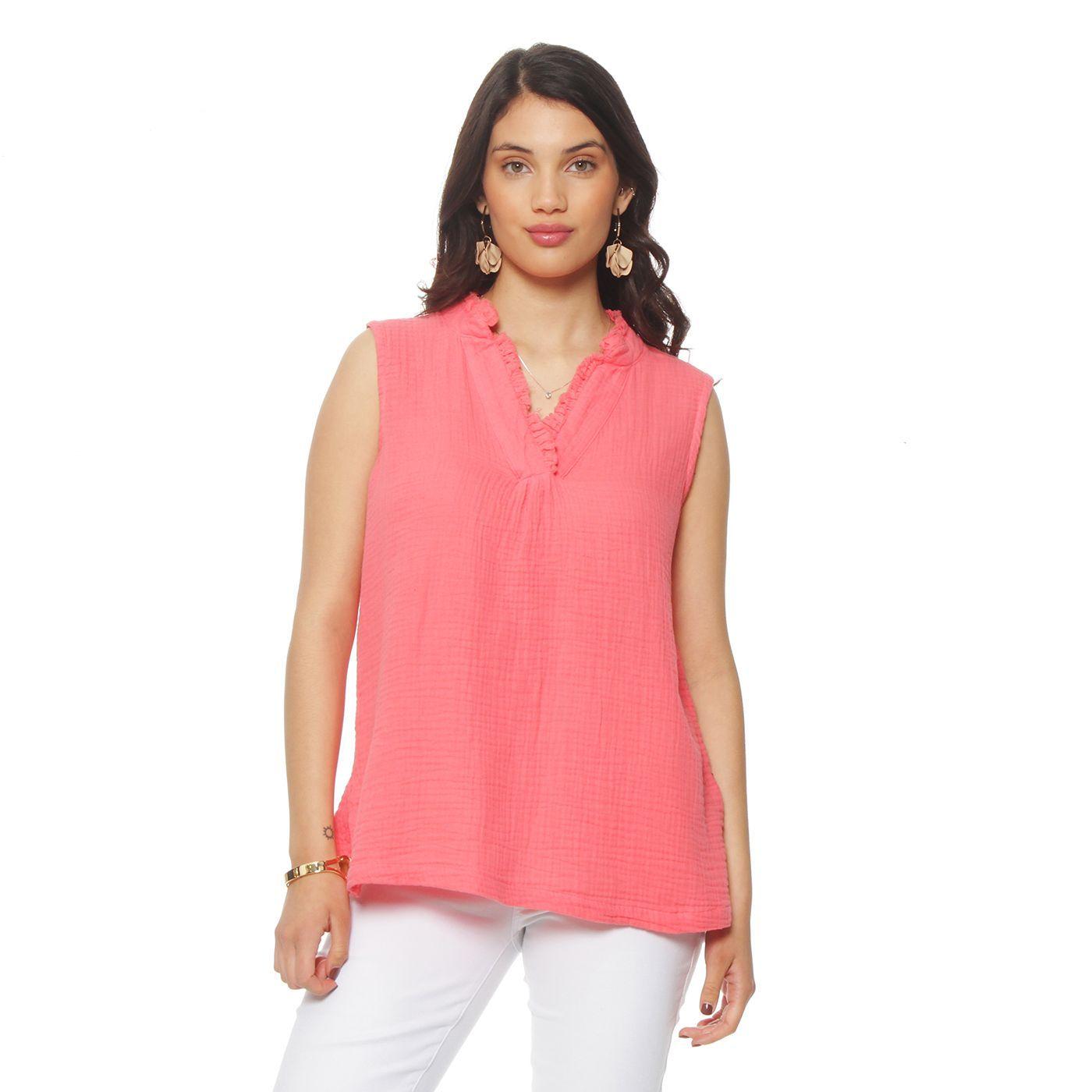 Blusa Sin  Manga Solido  Escote V-0