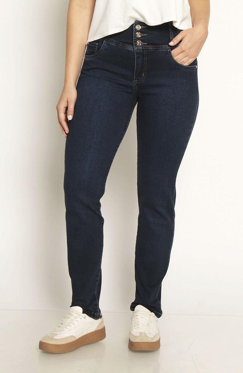 Jeans Pitillo Tiro Alto Pretina Antatomica 3 Botones Push Up-0