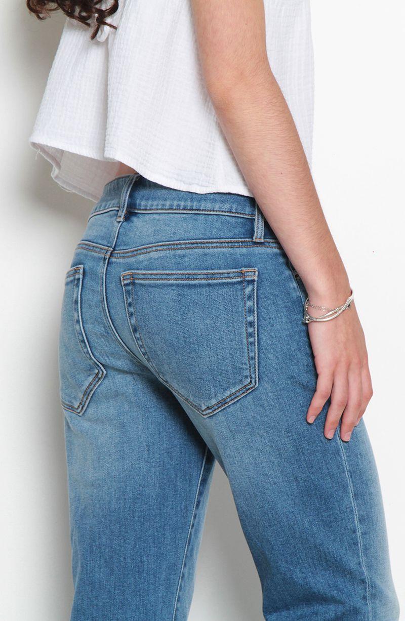 Jeans Flare Tiro Alto   Pretina   Basica 1 Boton-2