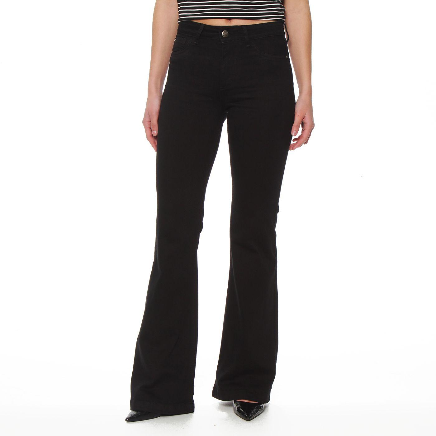 Jeans  Flare Tiro Medio Pretina Basica 1 Boton-0