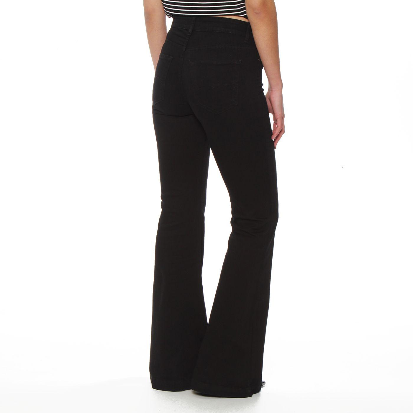 Jeans  Flare Tiro Medio Pretina Basica 1 Boton-1