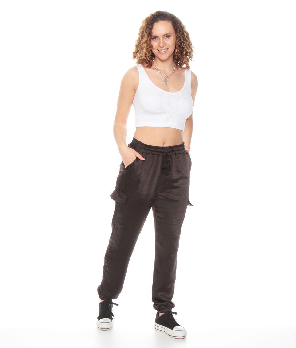 Jogger Cargo Satin Pretina Y Bata Elasticada-0