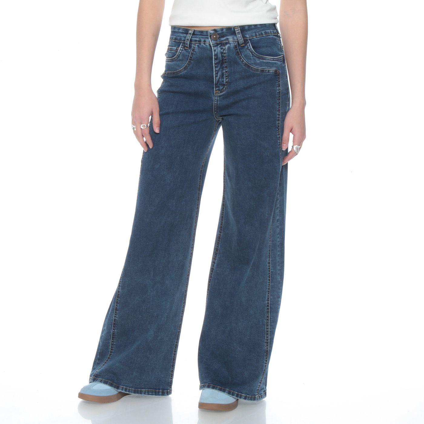 Jeans Pretina Basica 1 Boton Wide Leg Tiro Alto Costadillo-0