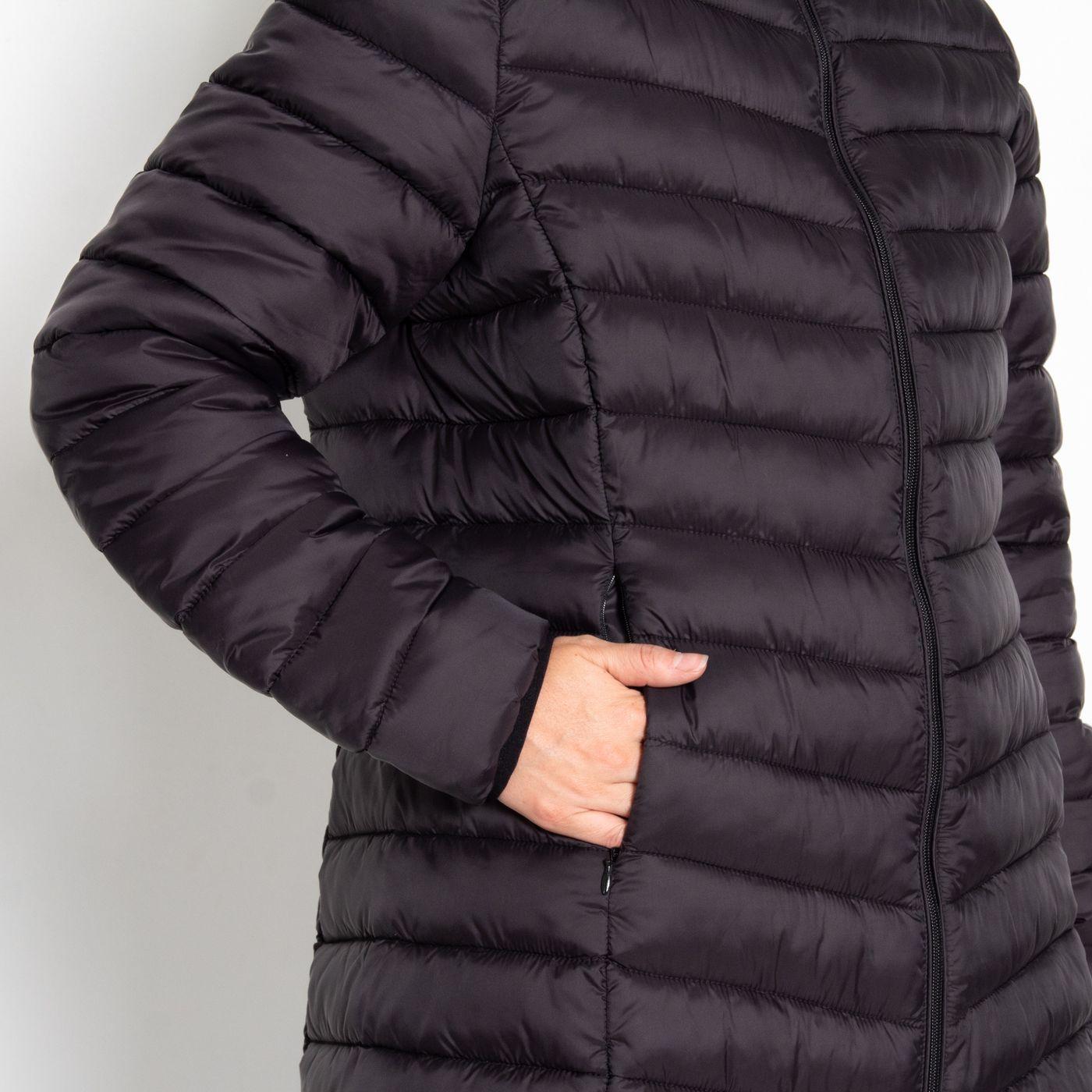 Parka Manga Larga Solida Con Cierre En Delantero Y Bolsillos-2