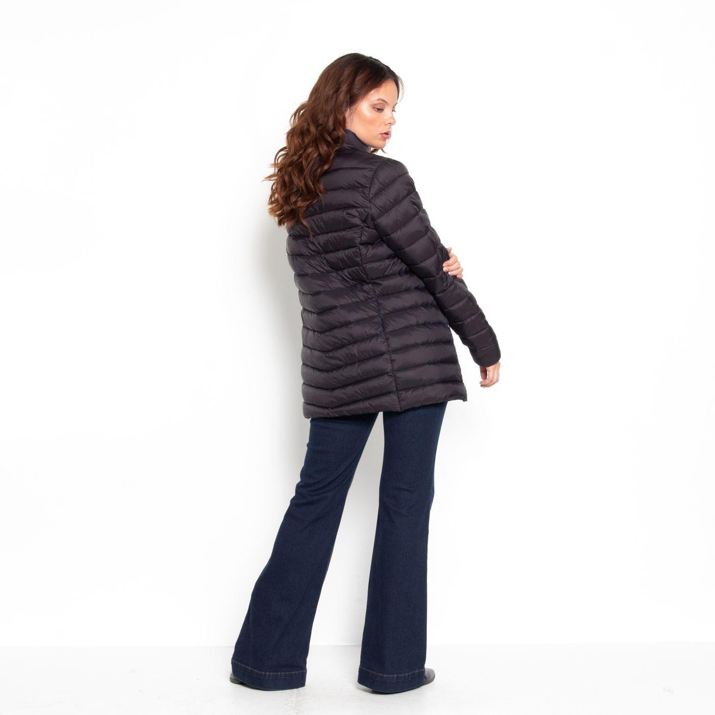 Parka Manga Larga Solida Con Cierre En Delantero Y Bolsillos-4