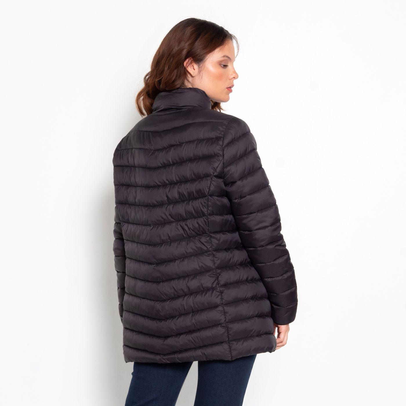 Parka Manga Larga Solida Con Cierre En Delantero Y Bolsillos-6