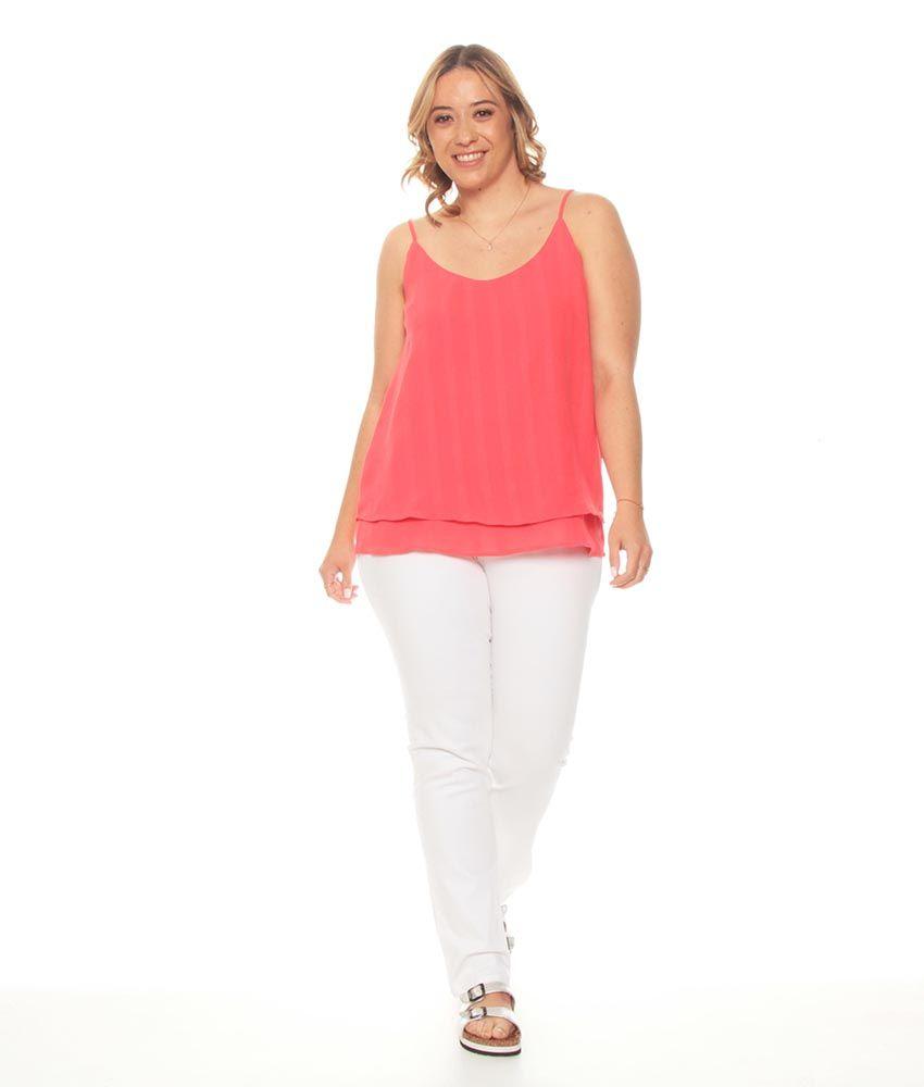 Blusa Sin Manga Solida Detalle De Doble Tela-3