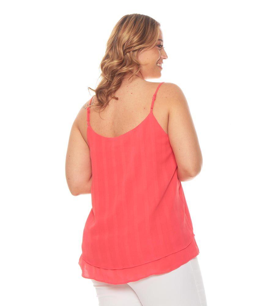 Blusa Sin Manga Solida Detalle De Doble Tela-5