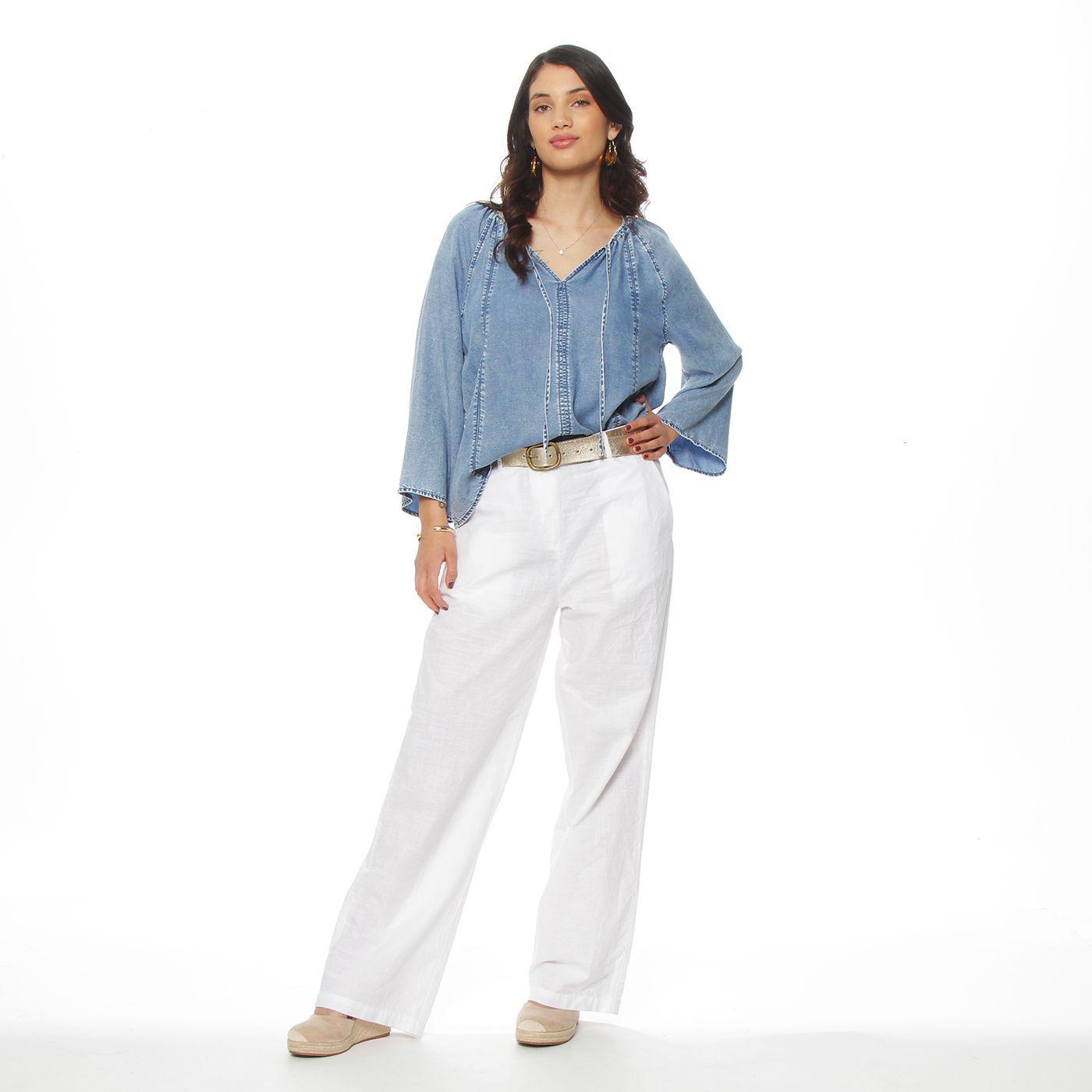 Blusa Manga Larga  Lyocell Escote V-3