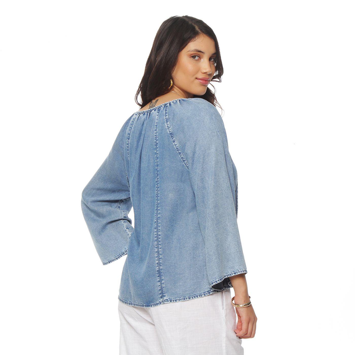 Blusa Manga Larga  Lyocell Escote V-5