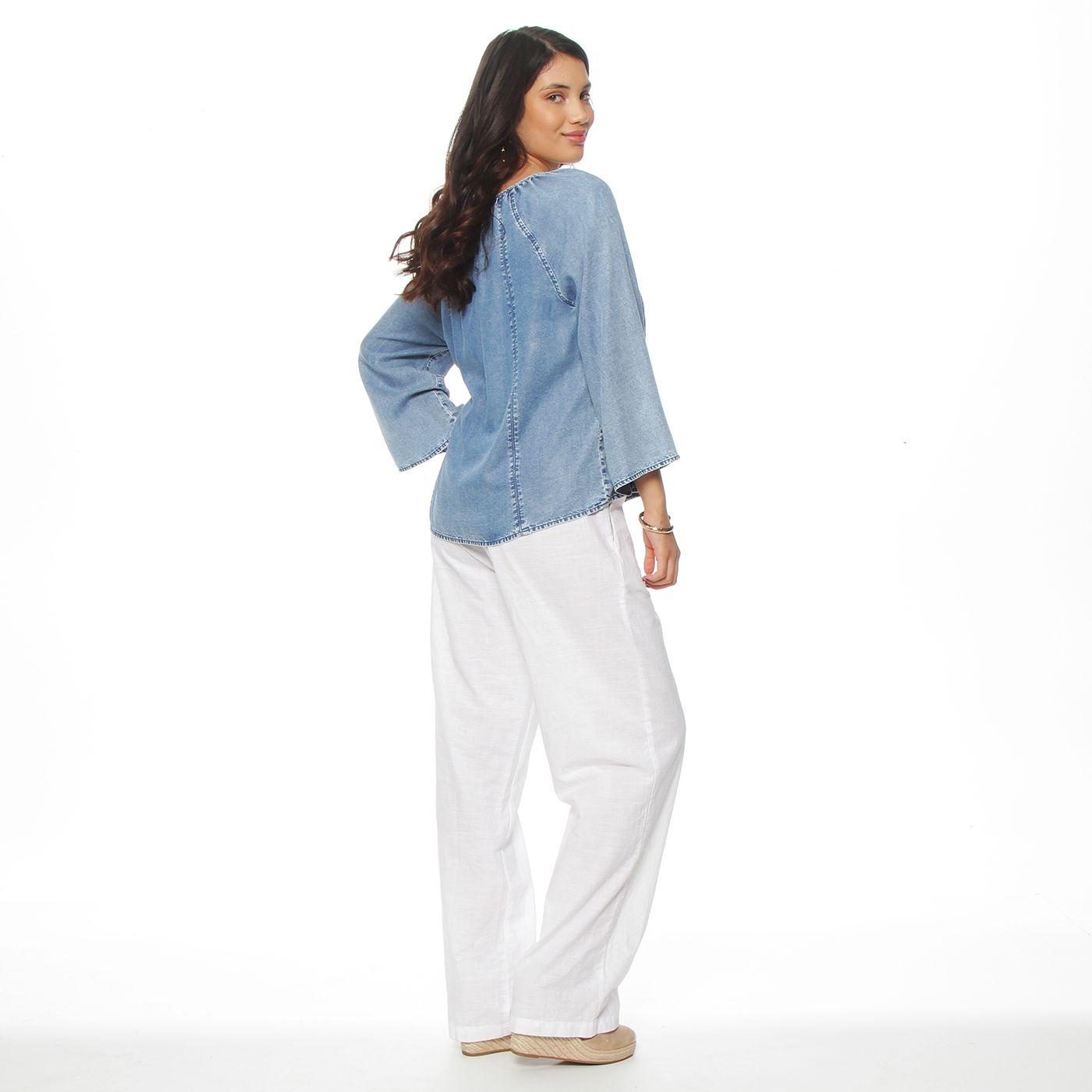 Blusa Manga Larga  Lyocell Escote V-6