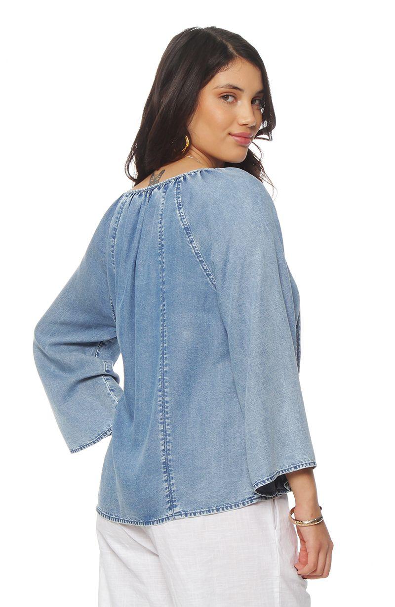Blusa Manga Larga  Lyocell Escote V-5