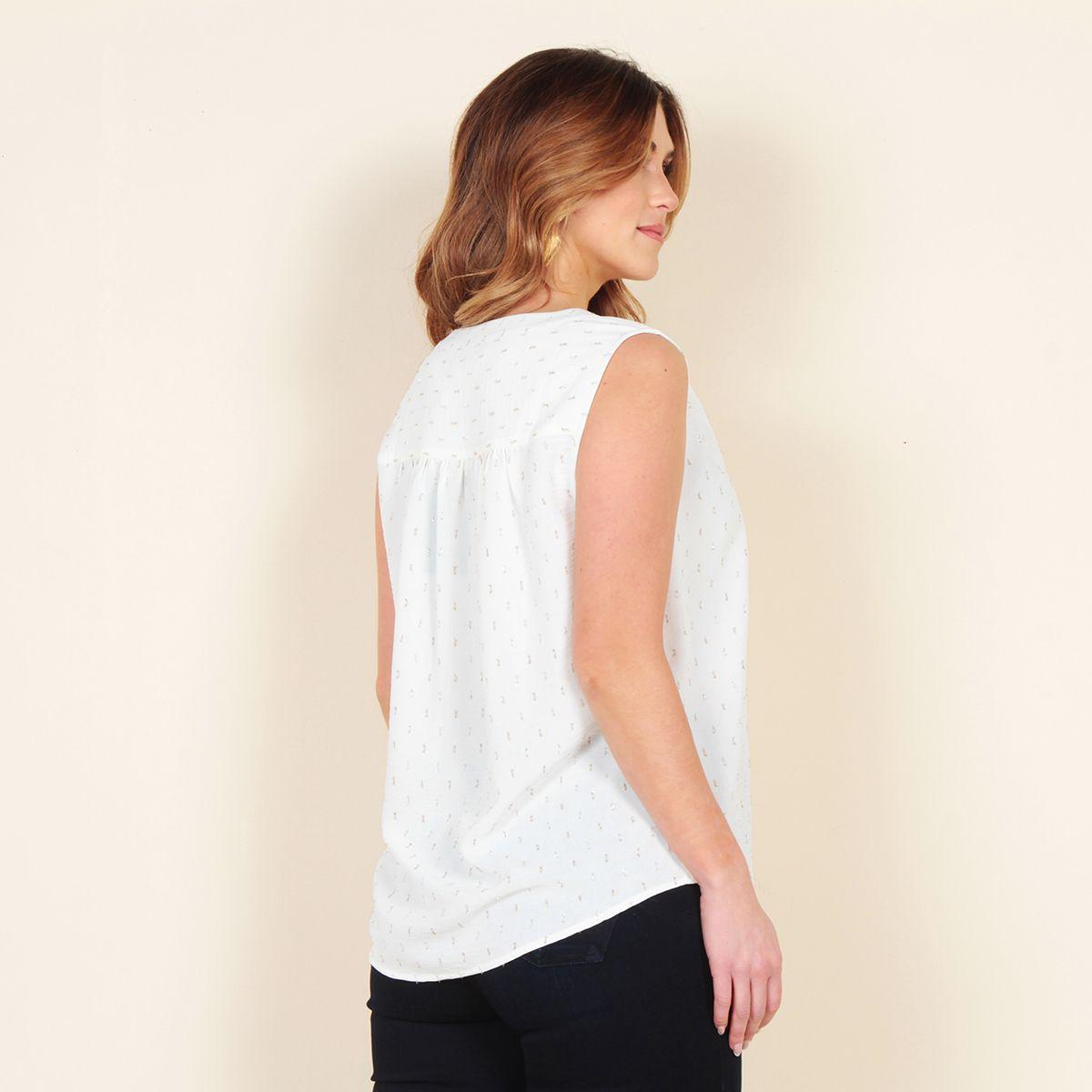 Blusa Sin Manga Escote V Con Lurex-3