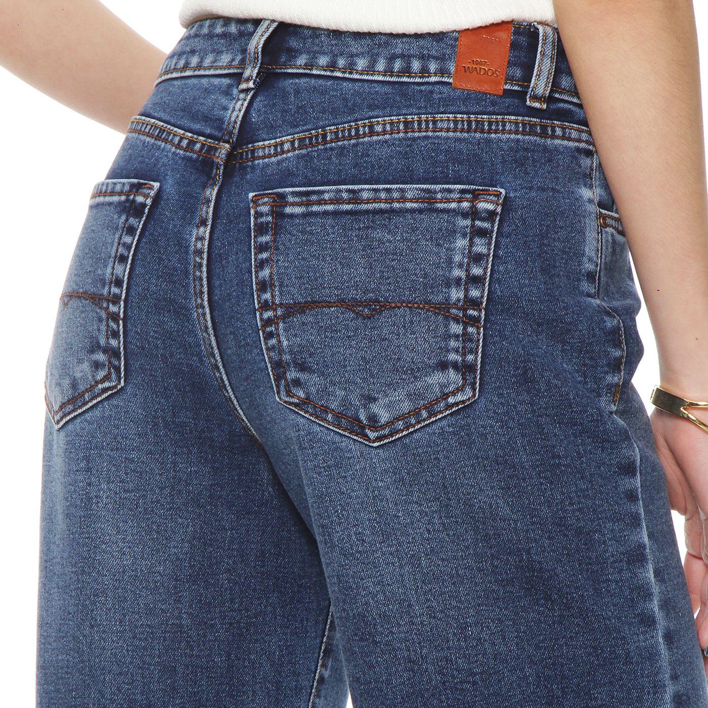 Jeans Wide Leg Tiro  Alto  Pretina Basica 1 Boton-5
