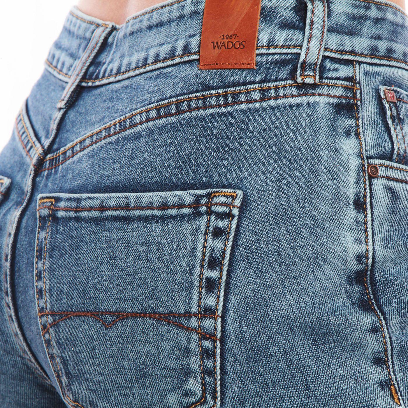 Jeans Wide Leg Tiro  Alto  Pretina Basica 1 Boton-4