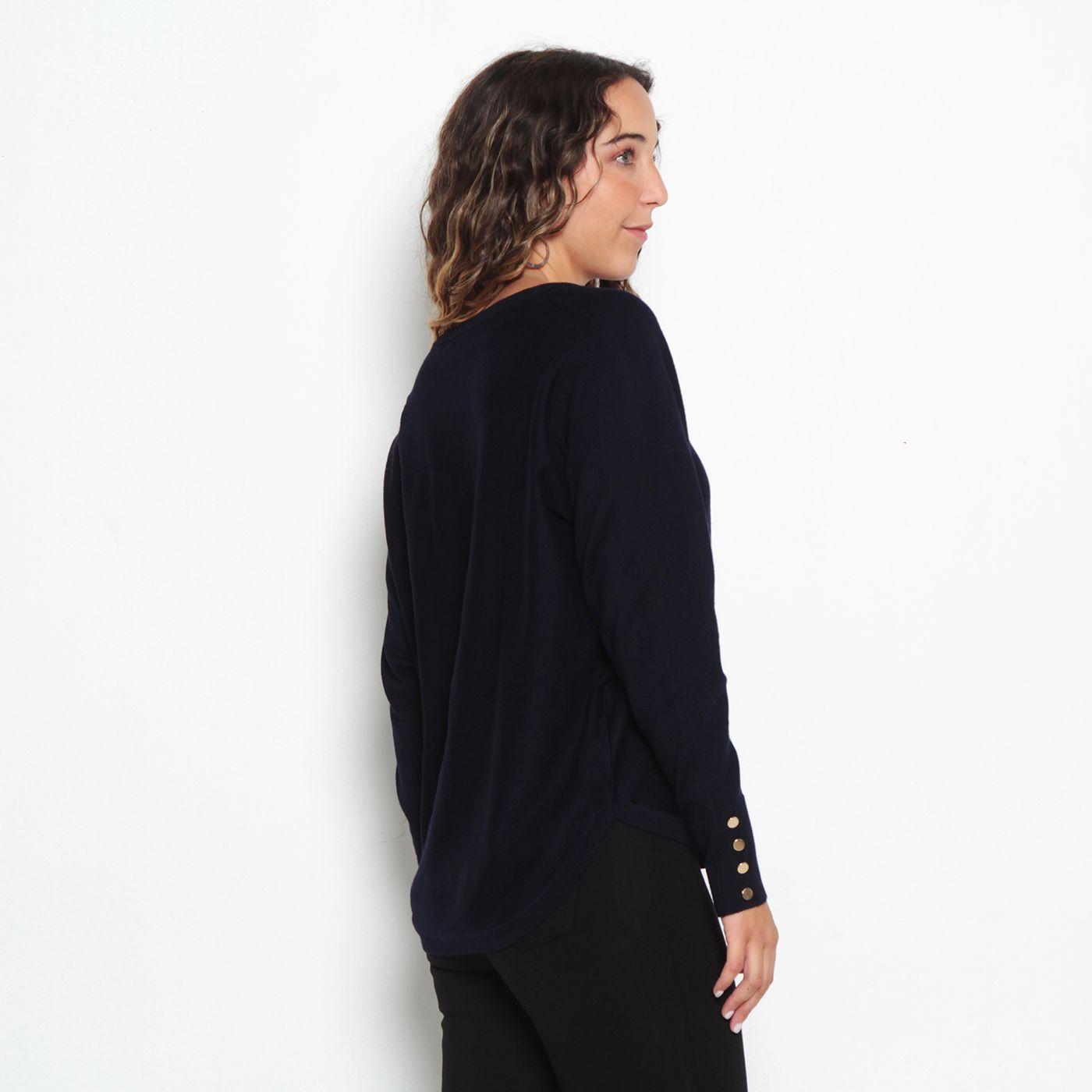 Sweater Manga Larga Solido    Escote Redondo-3