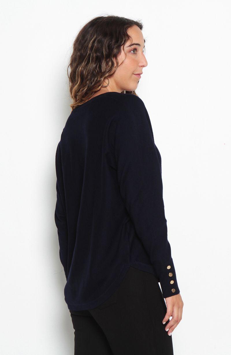 Sweater Manga Larga Solido    Escote Redondo-1