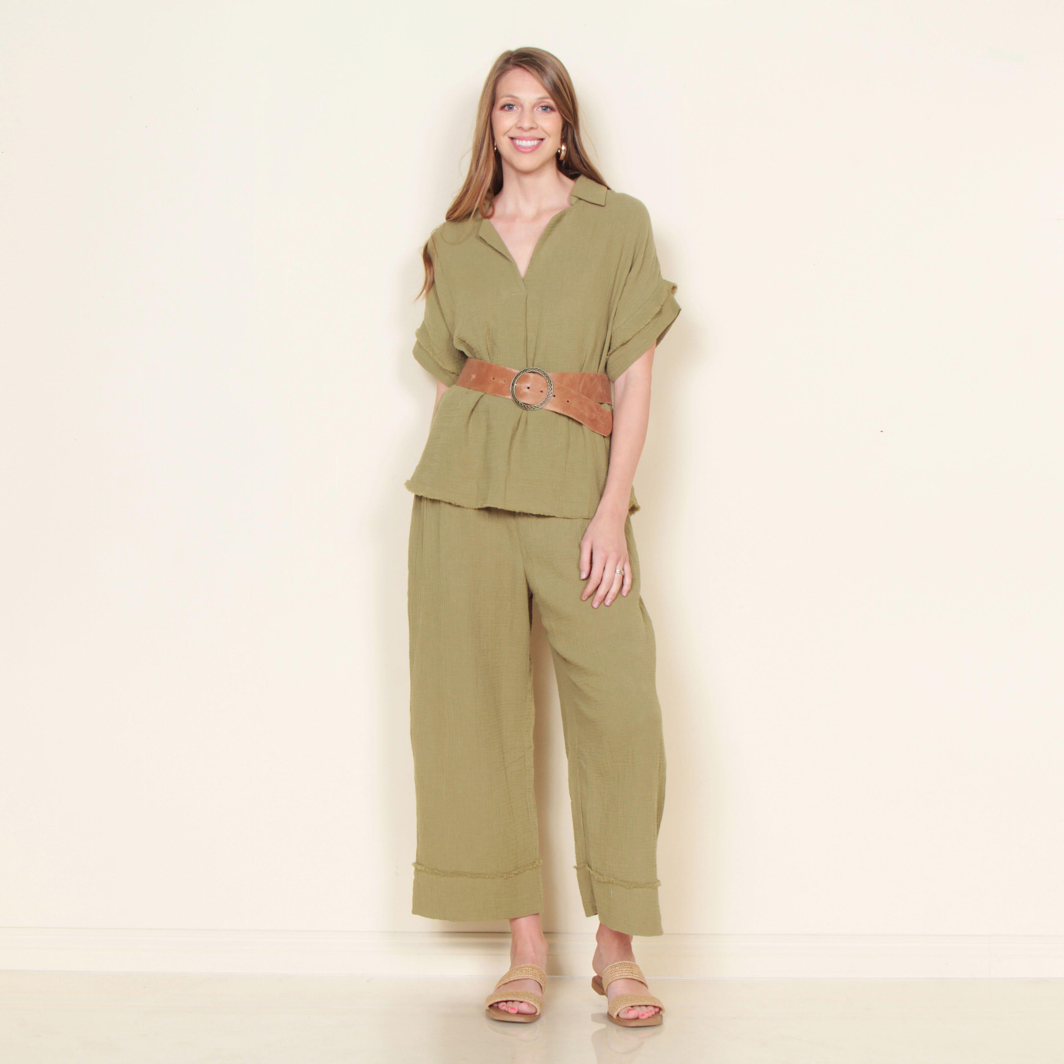 Pantalon Wide Leg Solido Con Pretina Elasticada-5