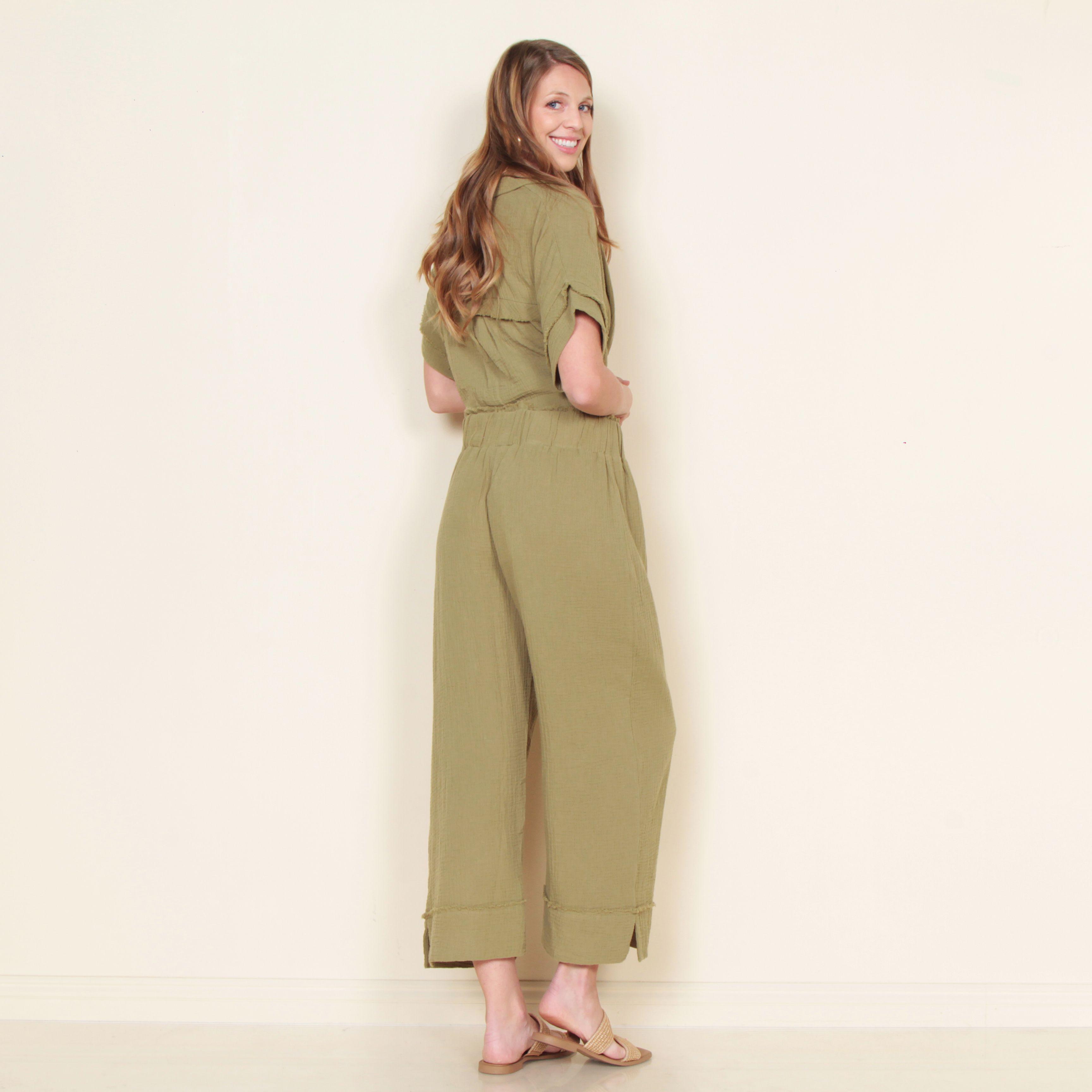 Pantalon Wide Leg Solido Con Pretina Elasticada-7