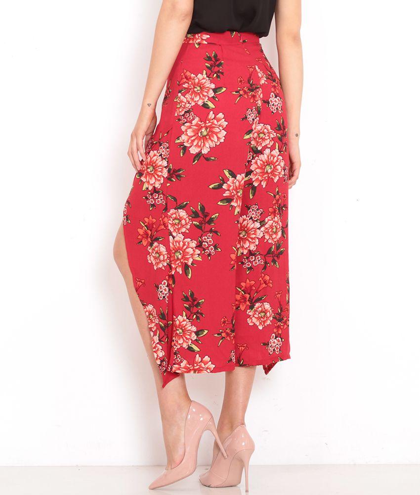 Pantalon Palazzo  Estampado Con Abertura Delantera-1