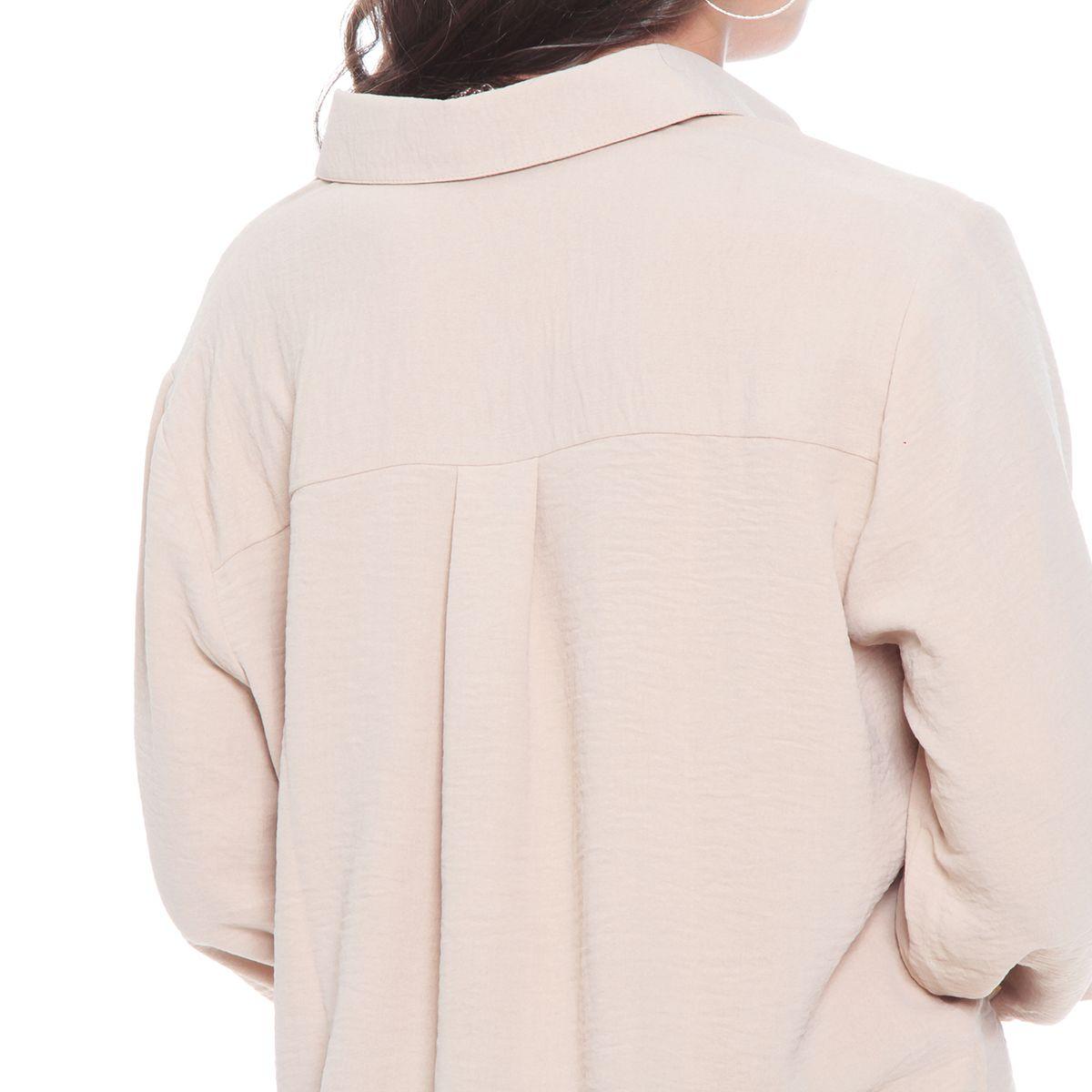 Blusa Manga Larga Solida Con Cintura Ajustable Y Bolsillos-6