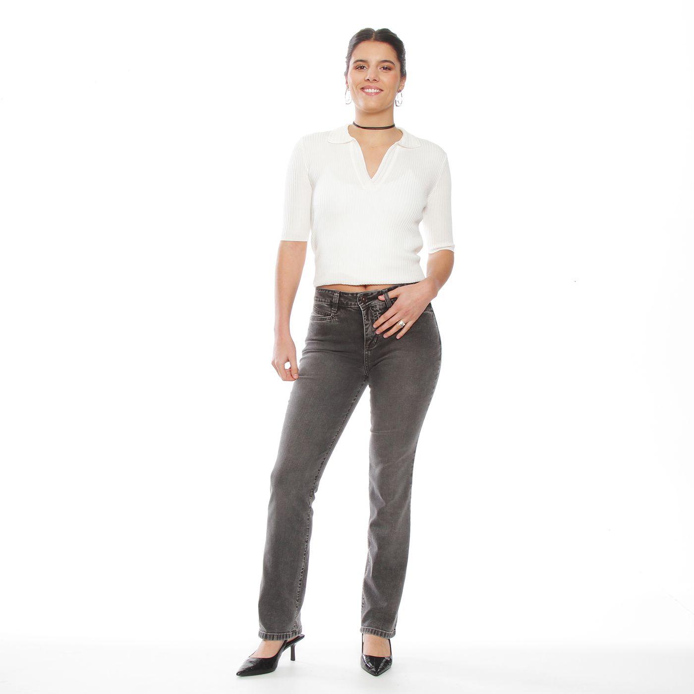 Jeans Recto Clasico Tiro Alto Pretina 1 Boton-3