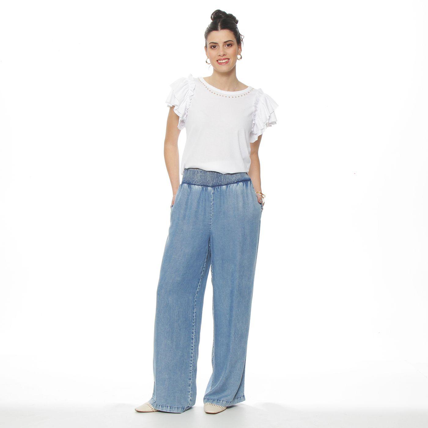 Pantalon Lyocell Wide Leg Tiro Alto Pretina Elasticada-2