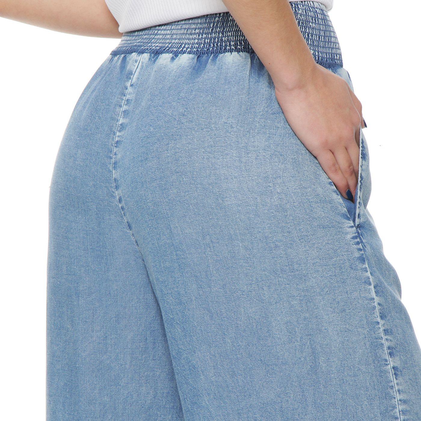 Pantalon Lyocell Wide Leg Tiro Alto Pretina Elasticada-4